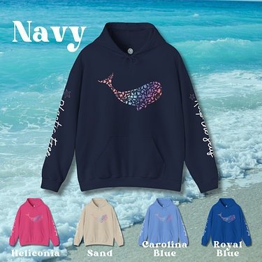 Beluga Design Hoodie: Eco-Friendly, Artistic Sweatshirt for Marine Life Enthusiasts, Perfect for Ocean Conservation Supporters - Chromatic Safari - Navy - S