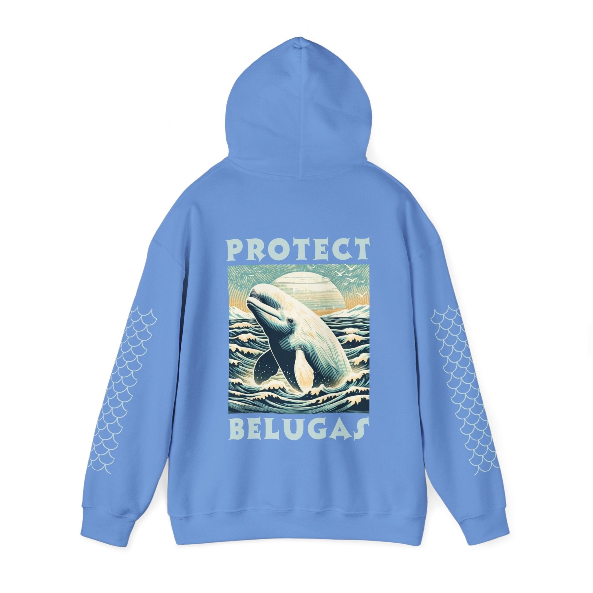 Beluga Whale Advocate Hoodie for Men & Women - Organic Cotton Protect Beluga Whales Statement Sweatshirt - Save the Whales Apparel - Chromatic Safari - Navy - S