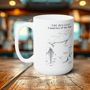 Beluga Whale Anatomical Design Mug - Eco-Friendly Ceramic Coffee Cup for Marine Biology Lovers, Perfect Gift for Ocean Enthusiasts & Conservationists - Mug - Chromatic Safari - 15oz -