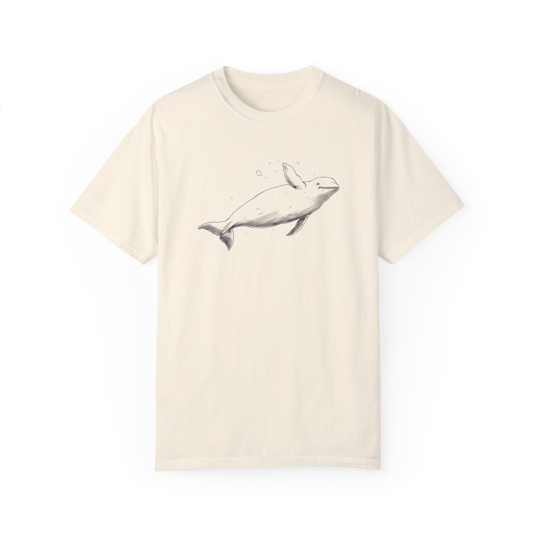 Beluga Whale Illustration Shirt - Ocean Conservation Shirt - Eco-Conscious High-Quality Tshirt Perfect Gift for Whale Watchers - T-Shirt - Chromatic Safari - Ivory - S