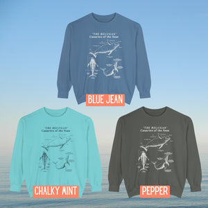 Beluga Whales Anatomy Sweatshirt, Ocean Marine Life Sweatshirt, Cute Sea Marine Animals Long Sleeves, Marine Biology Gift, Ocean Protect - Chromatic Safari - Pepper - S