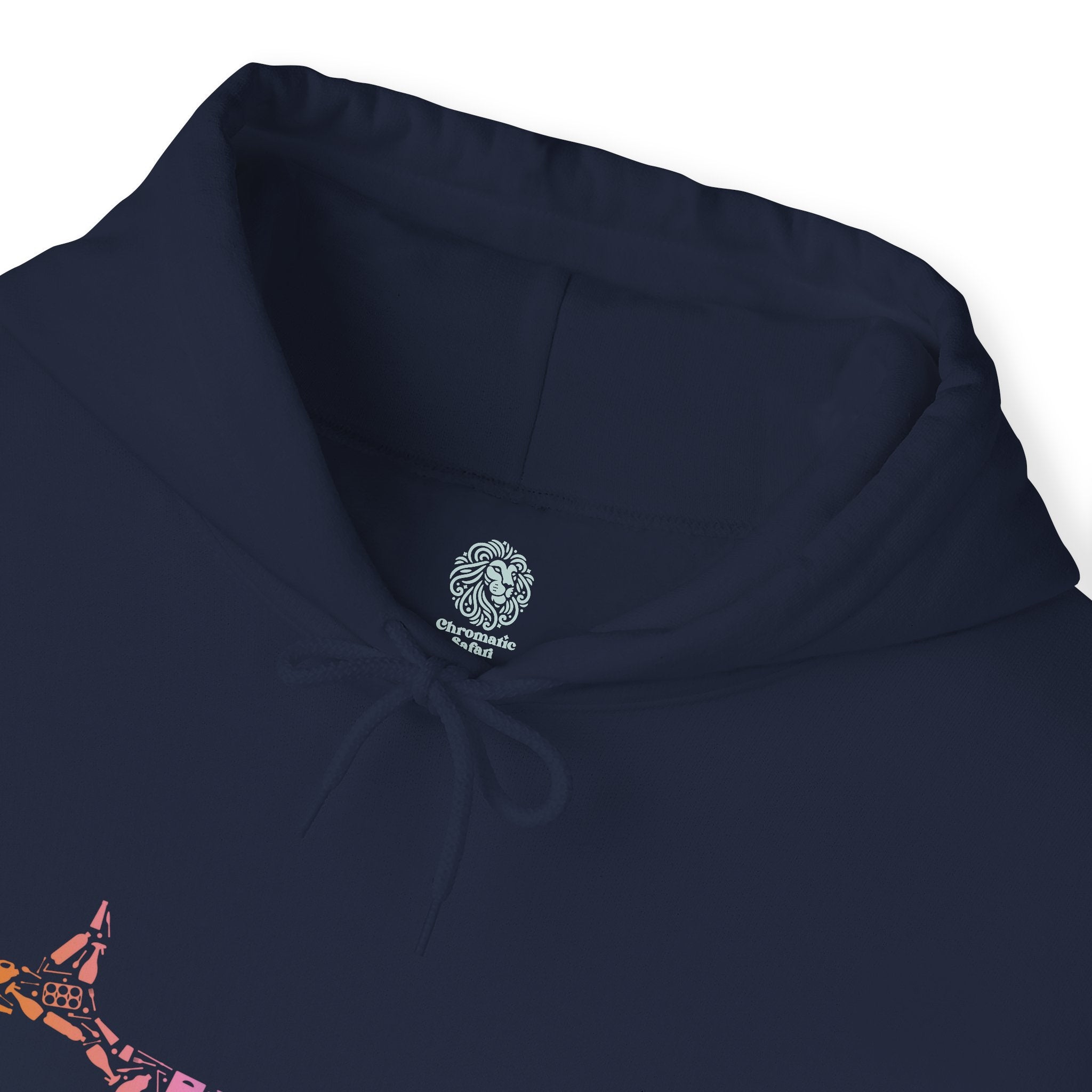 Blue Whale Design Hoodie: Eco-Friendly, Artistic Tortoise Sweatshirt for Marine Life Enthusiasts, Perfect for Ocean Conservation Supporters - Chromatic Safari - Navy - S
