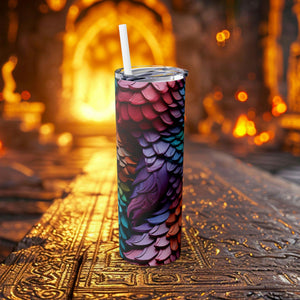 Dragon Scales Tumbler 20 oz - Skinny Tumbler for Dragon Lovers, Mythical Creature Enthusiasts, Reptile Scale Pattern Travel Mug - Chromatic Safari - -