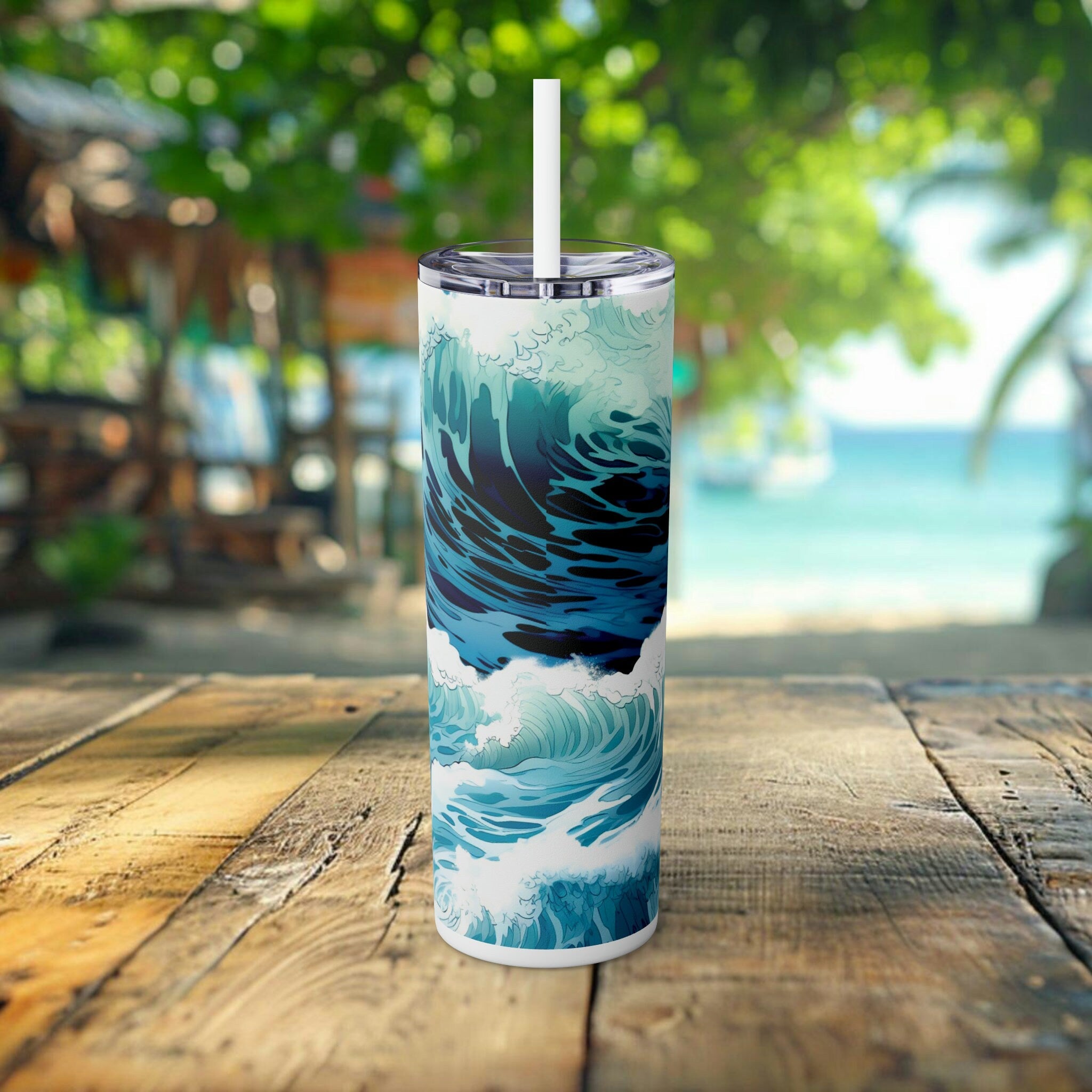 Gifted Ocean skinny tumbler straw redefining ocean decor stylish weapon in the fight against marine pollution - Chromatic Safari - -