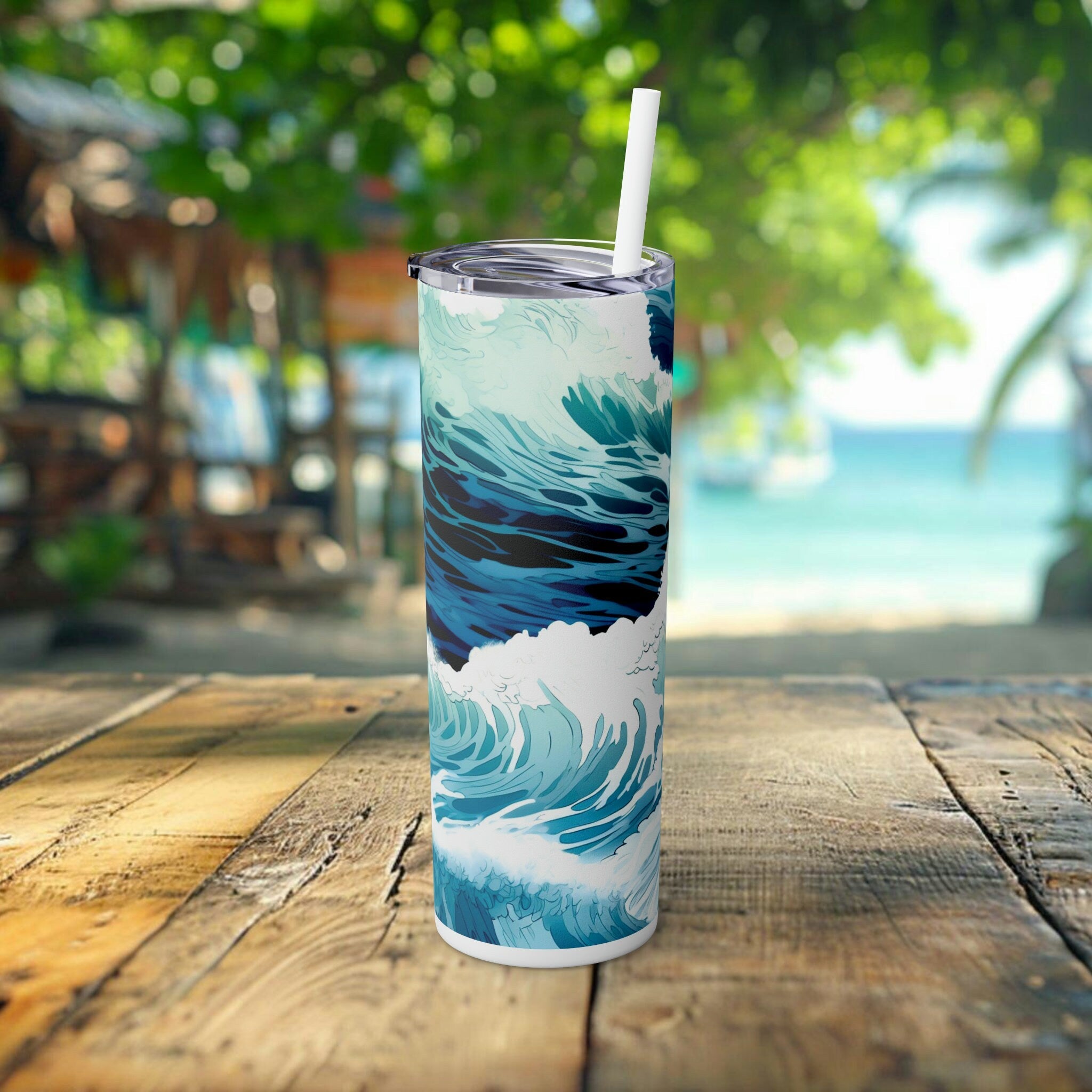 Gifted Ocean skinny tumbler straw redefining ocean decor stylish weapon in the fight against marine pollution - Chromatic Safari - -