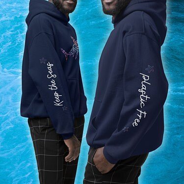 Great White Shark Design Hoodie: Eco-Friendly, Artistic Sweatshirt for Marine Life Enthusiasts, Perfect for Ocean Conservation Supporters - Chromatic Safari - Navy - S