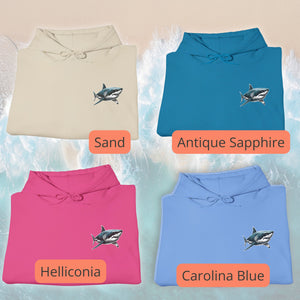 Great White Shark Hoodie for Surfers & Divers | Sweat Shirts | Marine Biologist Approved Comfort Wear | Oceanic Predator Eco Apparel - Chromatic Safari - Navy - S