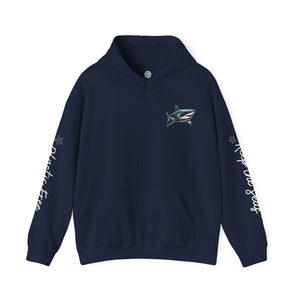 Great White Shark Hoodie for Surfers & Divers | Sweat Shirts | Marine Biologist Approved Comfort Wear | Oceanic Predator Eco Apparel - Chromatic Safari - Navy - S