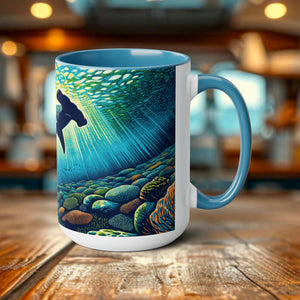 Hammerhead Shark Coffee Tea Mug Eco-Gift | 15oz Ceramic Cup | Ideal Gift for Marine Life Enthusiasts, Scuba Divers & Eco Advocates - Chromatic Safari - Black -