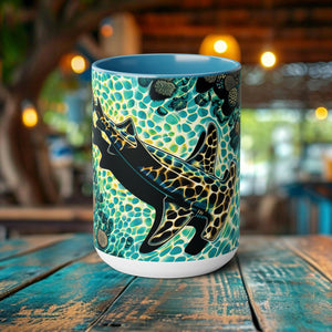 Hammerhead Shark Encounter 15oz Ceramic Mug - Eco-Friendly Oceanic Ideal for Shark Lovers & Conservationists Eco Friend - Chromatic Safari - Black -