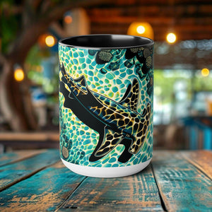 Hammerhead Shark Encounter 15oz Ceramic Mug - Eco-Friendly Oceanic Ideal for Shark Lovers & Conservationists Eco Friend - Chromatic Safari - Black -