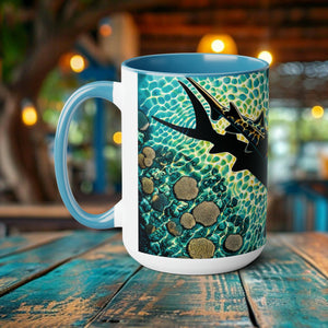 Hammerhead Shark Encounter 15oz Ceramic Mug - Eco-Friendly Oceanic Ideal for Shark Lovers & Conservationists Eco Friend - Chromatic Safari - Black -