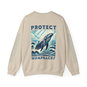 Handcrafted Humpback Whale Woodcut Design Sweatshirt | Unique Ocean-Inspired Eco-Friendly Pullover | Artistic Unisex Sea Life Apparel - Chromatic Safari - S - Heliconia