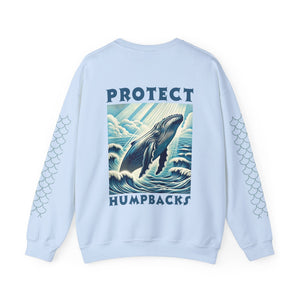 Handcrafted Humpback Whale Woodcut Design Sweatshirt | Unique Ocean-Inspired Eco-Friendly Pullover | Artistic Unisex Sea Life Apparel - Chromatic Safari - S - Heliconia