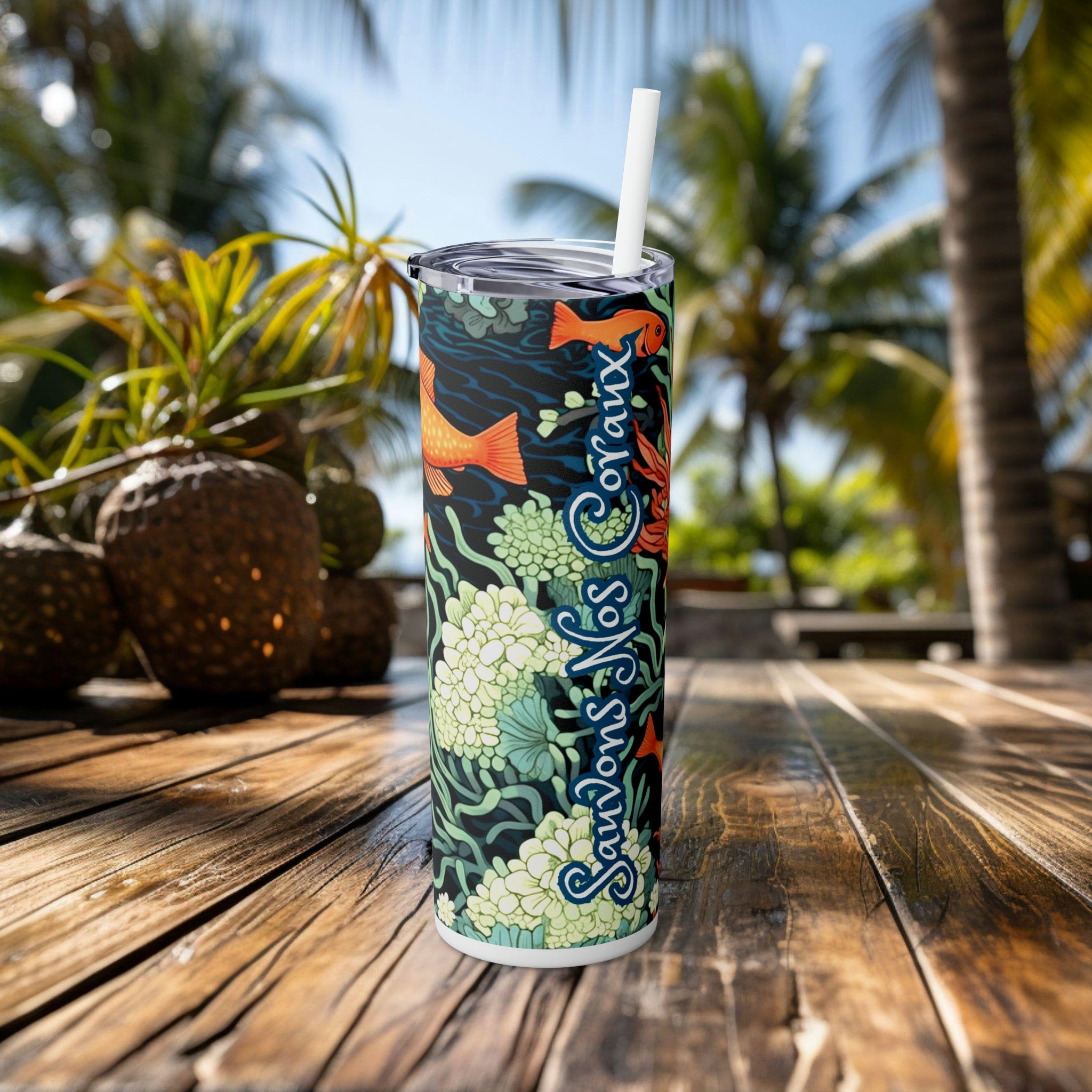 Luxury Art Nouveau 20oz Tumbler, Oceane Coral Decor, Stainless Steel, Eco-Friendly Elegance for Discerning Tastes Gifted Ocean ocean decore - Chromatic Safari - -