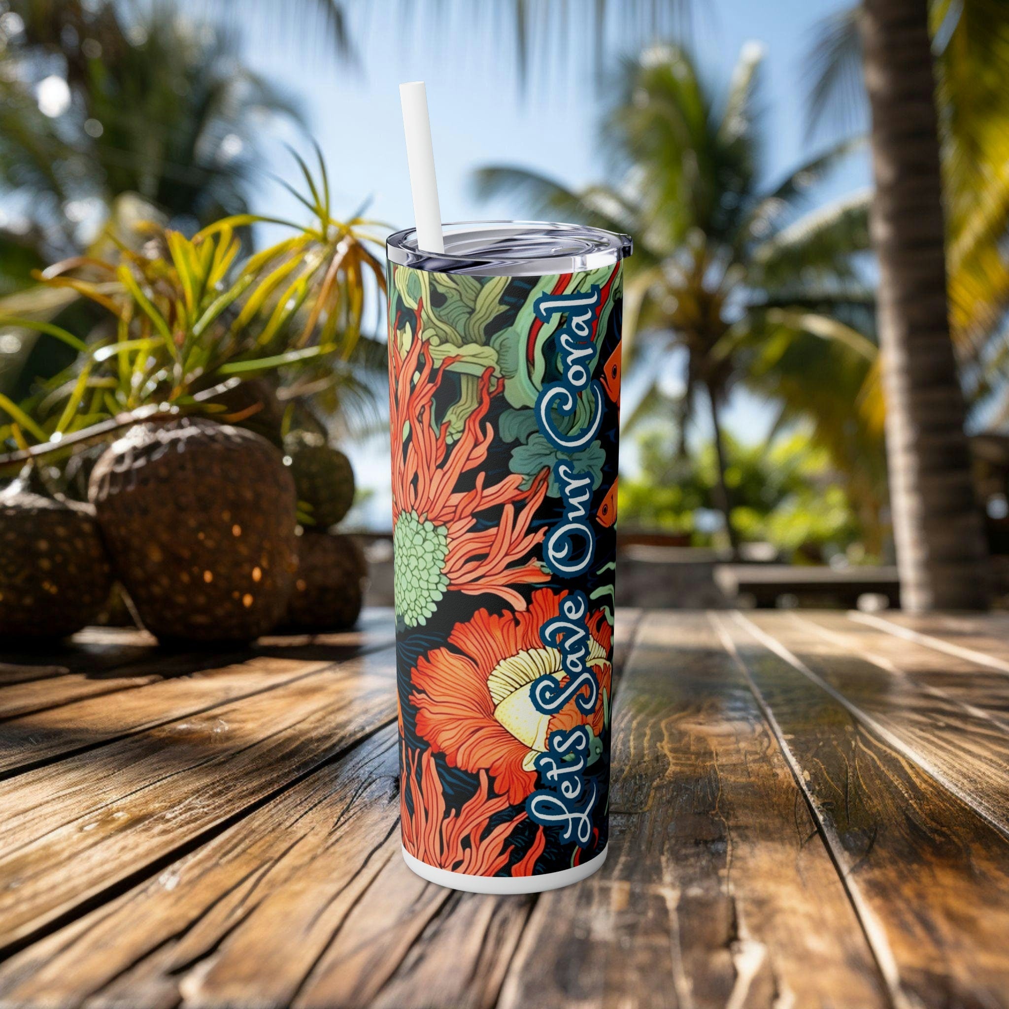 Luxury Art Nouveau 20oz Tumbler, Oceane Coral Decor, Stainless Steel, Eco-Friendly Elegance for Discerning Tastes Gifted Ocean ocean decore - Chromatic Safari - -