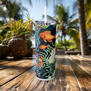 Luxury Art Nouveau 20oz Tumbler, Oceane Coral Decor, Stainless Steel, Eco-Friendly Elegance for Discerning Tastes Gifted Ocean ocean decore - Chromatic Safari - -