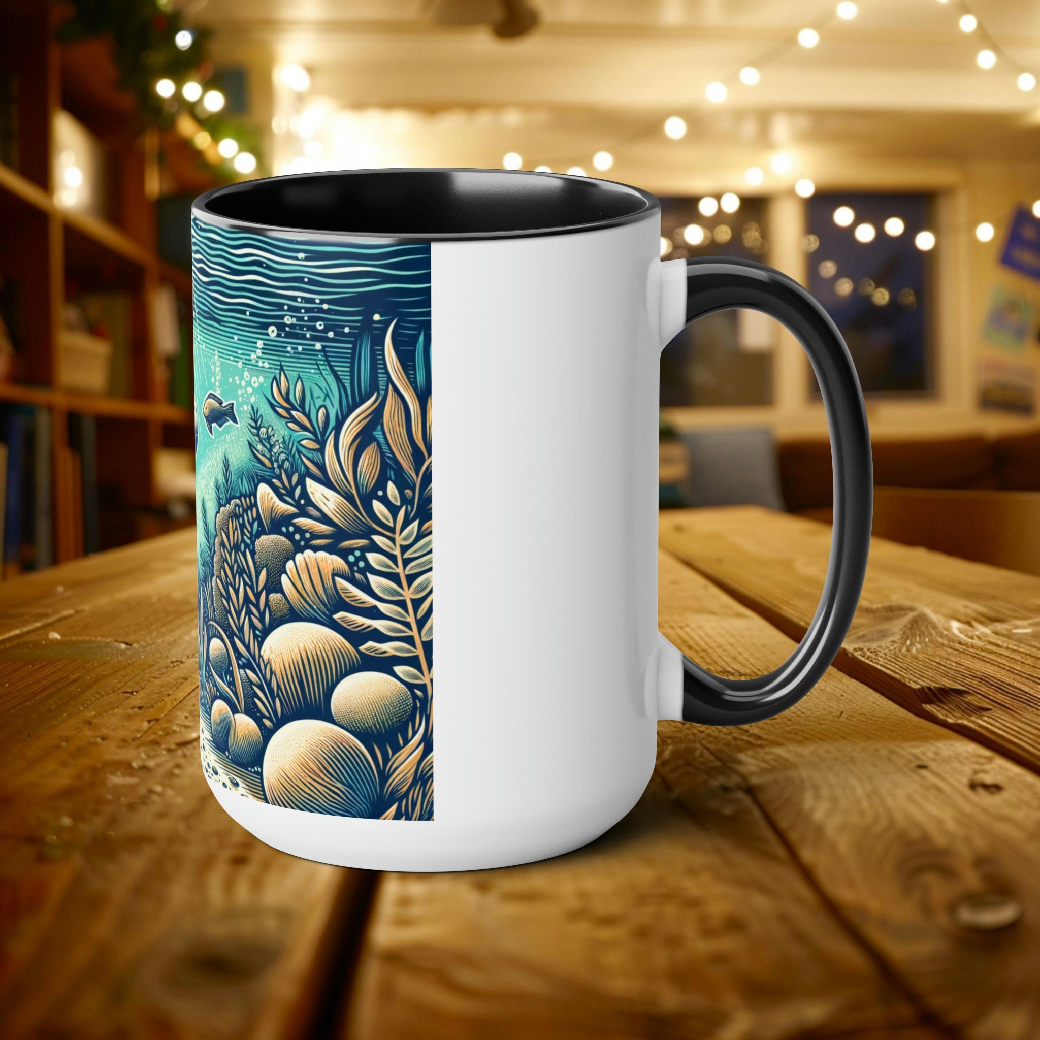 Manatee 15 oz Mug - Perfect Ocean Conservation Surfer Gift, Coffee Cup Gift for Manatee & Dugong Lovers - Mug - Chromatic Safari - 15oz - Blue