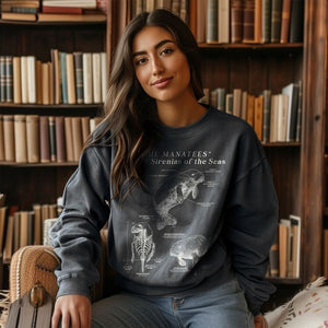 Manatee Anatomy Eco-Friendly Sweatshirt: A Stylish Statement for Ocean Advocates and Sustainability Enthusiasts - Chromatic Safari - Blue Jean - S