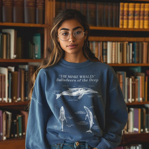 Minke Whale Anatomy Sweatshirt: Statement Pullover for Surfers and Scuba Divers - Sweatshirt - Chromatic Safari - Blue Jean - S