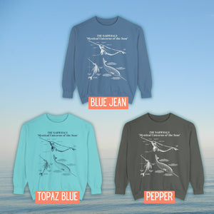 Narwhal Anatomy Sweatshirt: Statement Pullover for Surfers and Scuba Divers - Sweatshirt - Chromatic Safari - Blue Jean - S