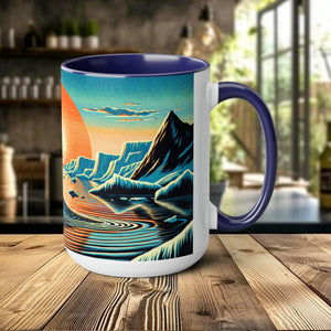 Narwhal Mug Woodcut Design Ceramic | Eco-Conscious Ocean-Themed Drinkware | Perfect Gift for Sea Life Enthusiasts and Activists - Chromatic Safari - Blue -