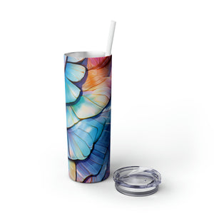 Ocean Conservationist 20 oz Skinny Tumbler Iridescent Mermaid Scale Eco Drinkware with Straw - Gift for Sealife Lovers Turtles Dragons - Chromatic Safari - -