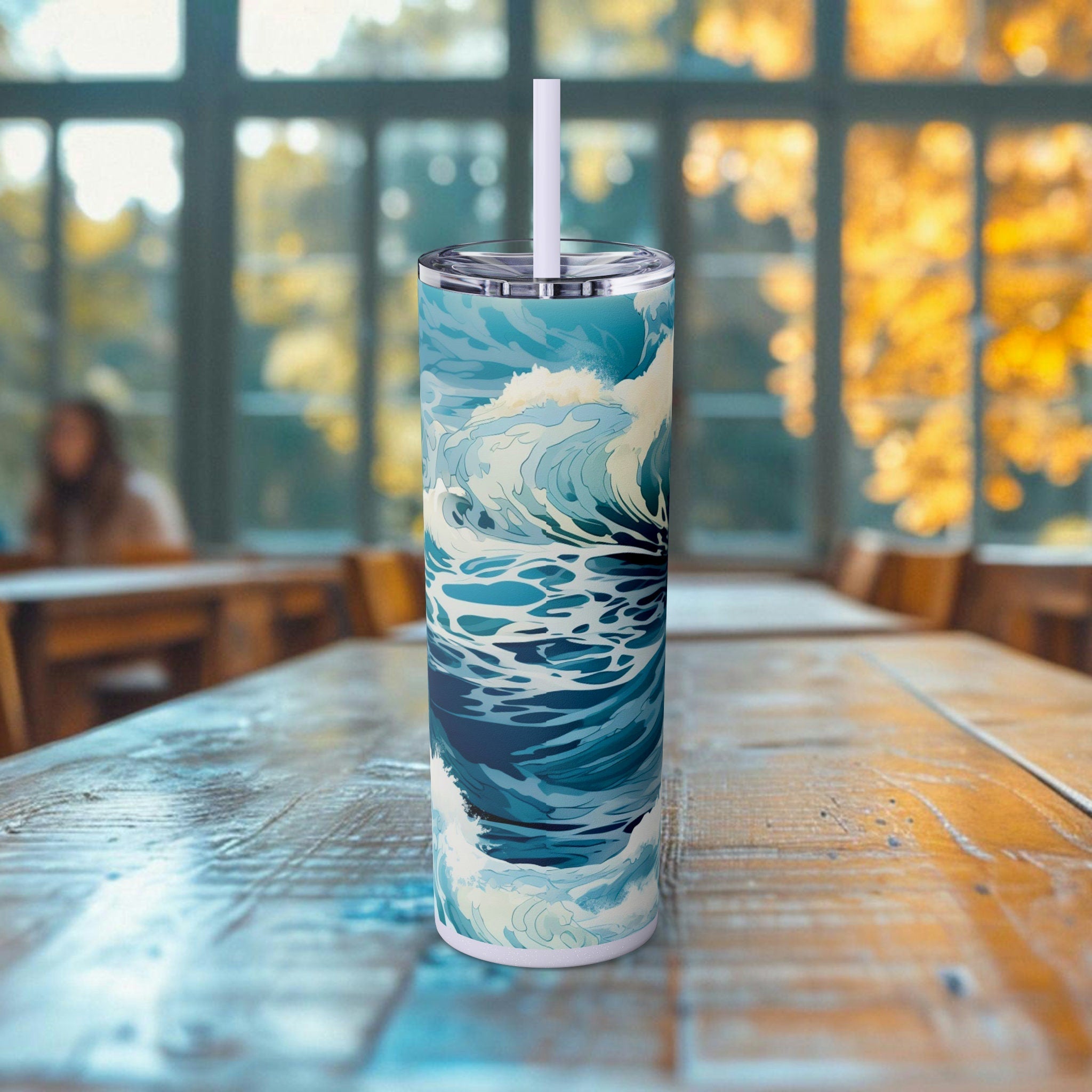 Ocean Decor Gifted Ocean skinny tumbler artful tribute to sea life combating disposables, must-have for eco-conscious enthusiasts - Chromatic Safari - Glitter Iceberg -
