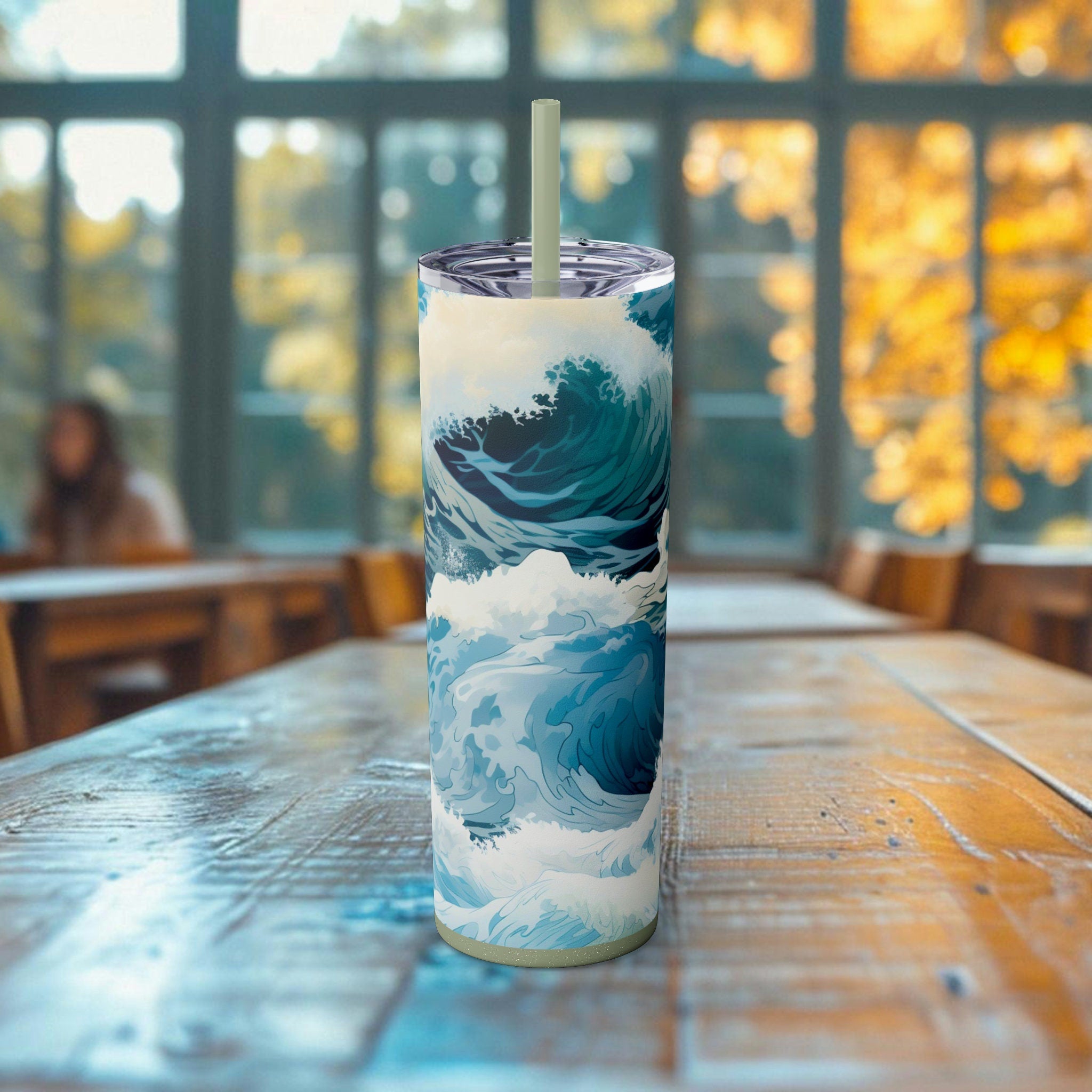 Ocean Decor Gifted Ocean skinny tumbler artful tribute to sea life combating disposables, must-have for eco-conscious enthusiasts - Chromatic Safari - Glitter Iceberg -