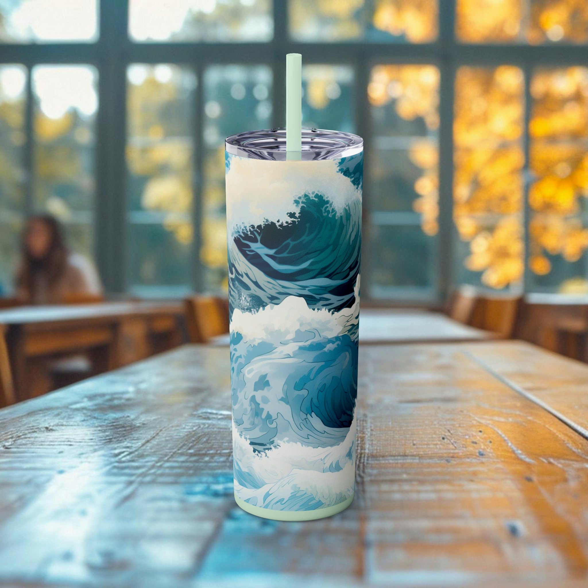 Ocean Decor Gifted Ocean skinny tumbler artful tribute to sea life combating disposables, must-have for eco-conscious enthusiasts - Chromatic Safari - Glitter Iceberg -