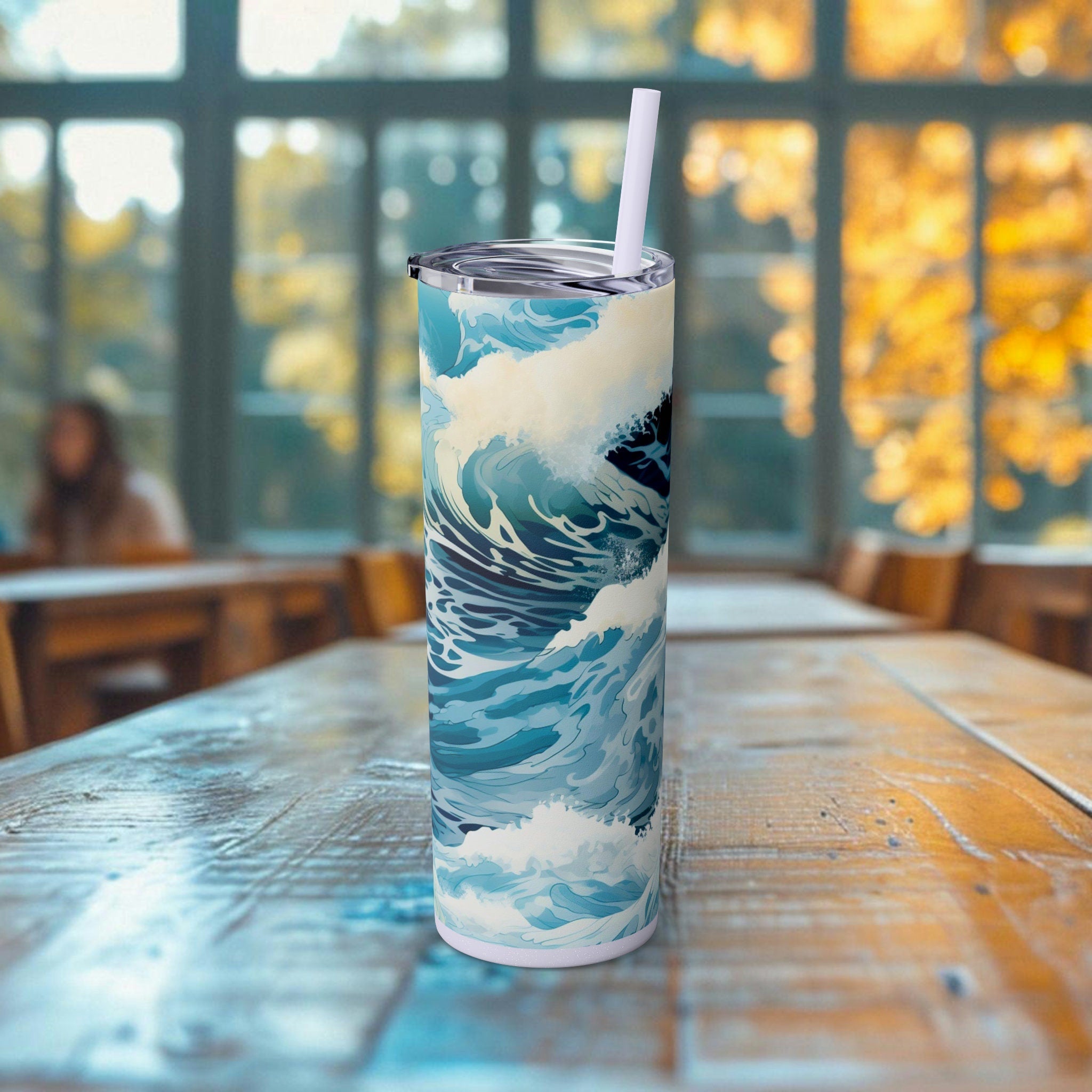 Ocean Decor Gifted Ocean skinny tumbler artful tribute to sea life combating disposables, must-have for eco-conscious enthusiasts - Chromatic Safari - Glitter Iceberg -