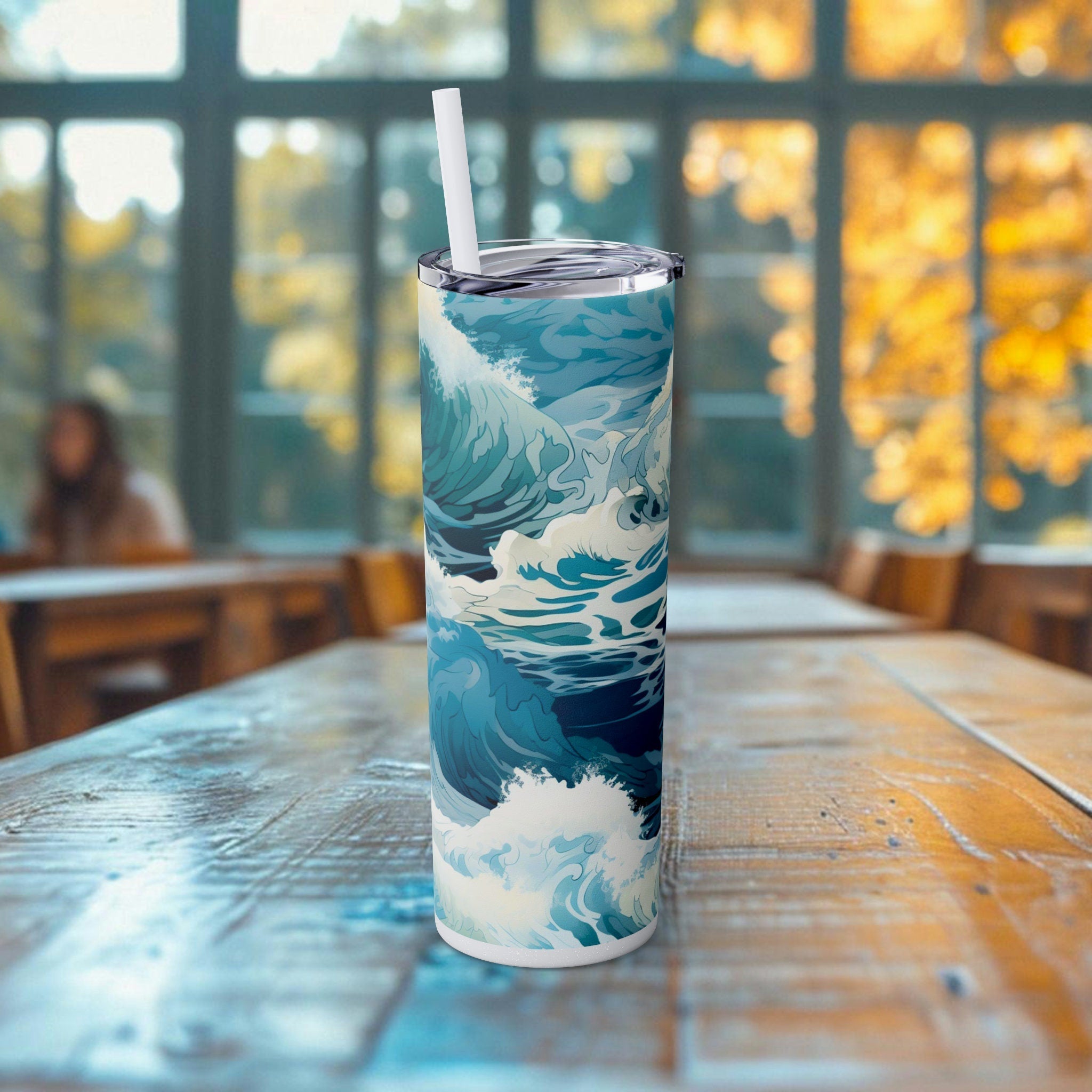 Ocean Decor Gifted Ocean skinny tumbler artful tribute to sea life combating disposables, must-have for eco-conscious enthusiasts - Chromatic Safari - Glitter Iceberg -