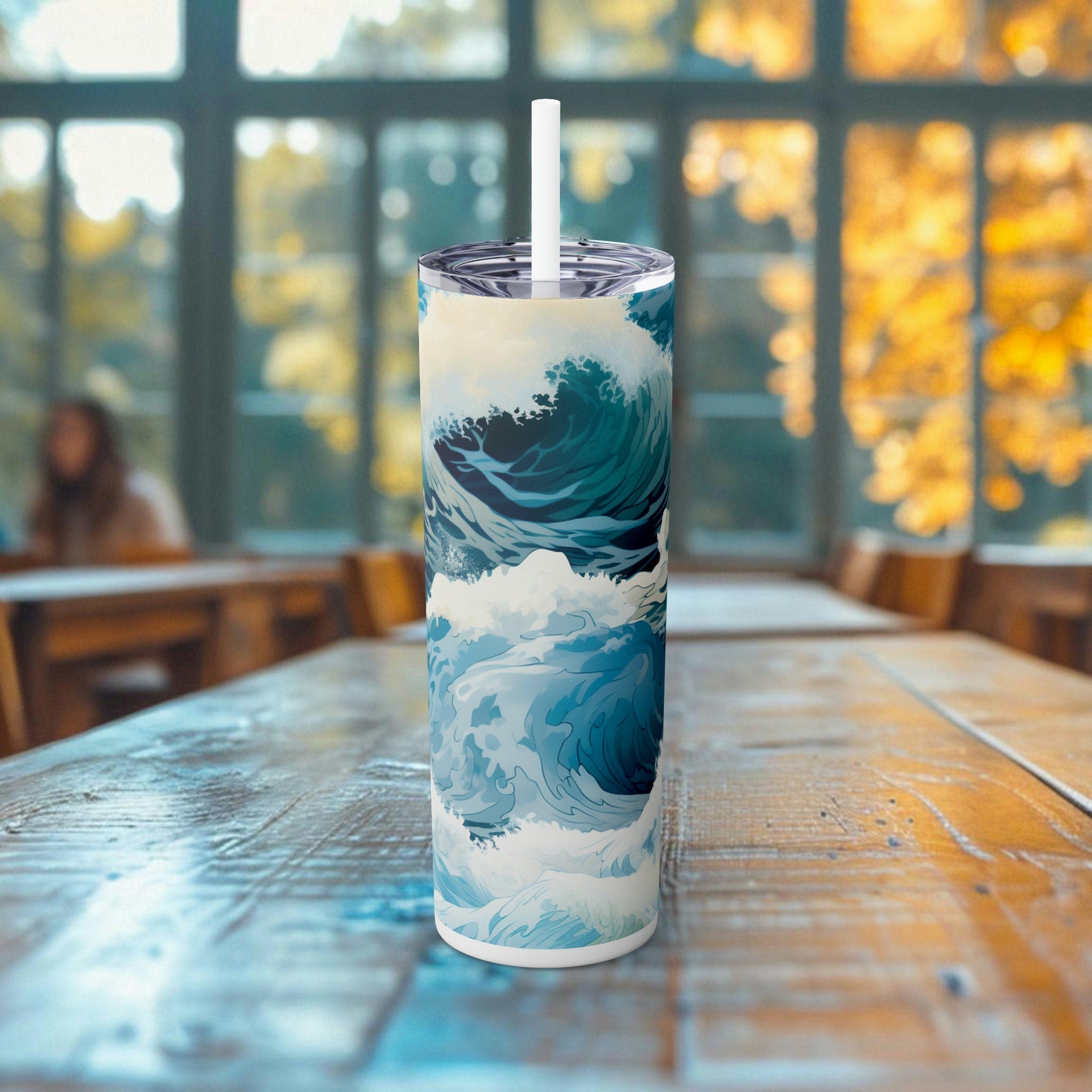 Ocean Decor Gifted Ocean skinny tumbler artful tribute to sea life combating disposables, must-have for eco-conscious enthusiasts - Chromatic Safari - Glitter Iceberg -