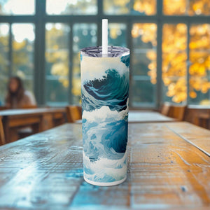 Ocean Decor Gifted Ocean skinny tumbler artful tribute to sea life combating disposables, must-have for eco-conscious enthusiasts - Chromatic Safari - Glitter Iceberg -