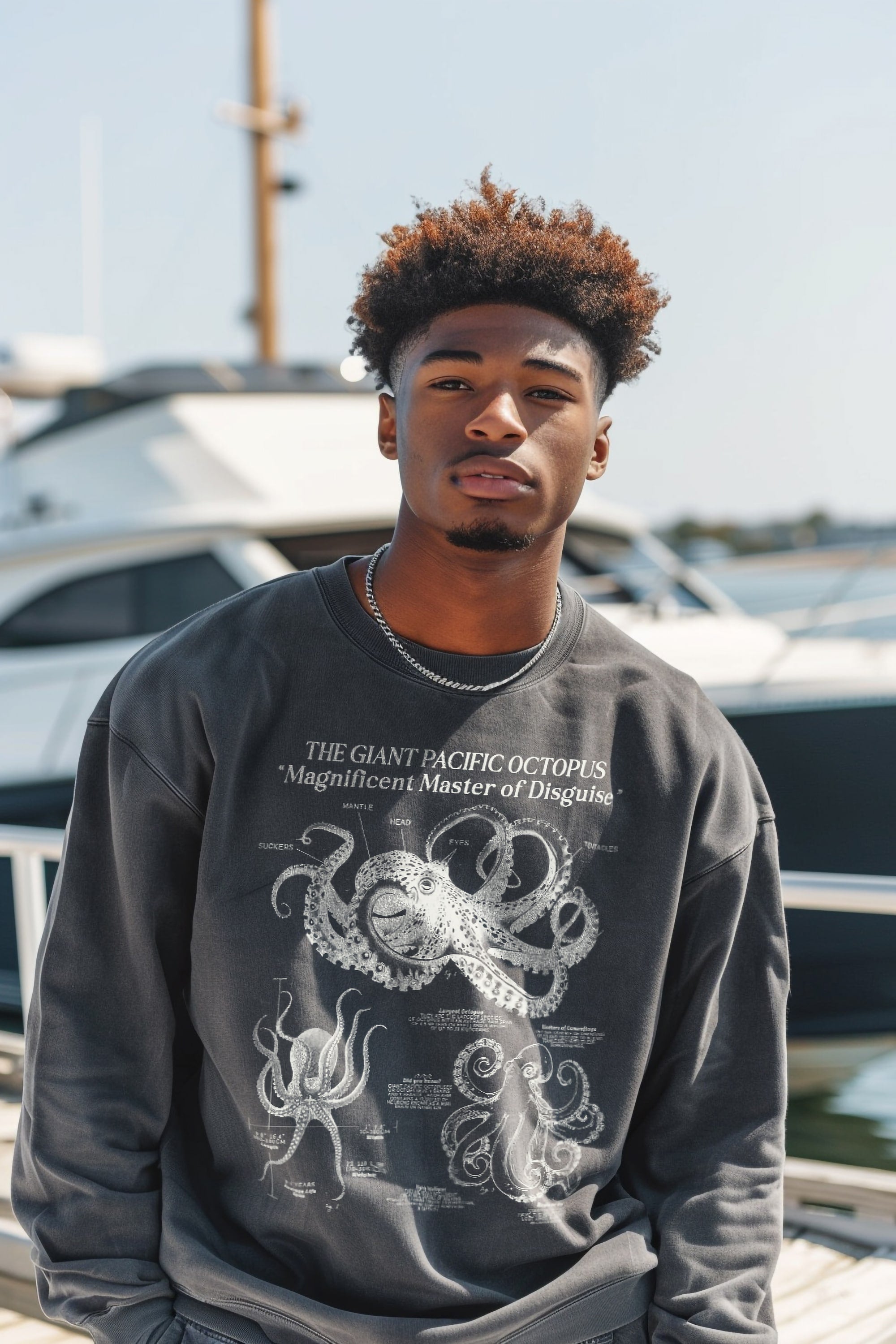 Octopus Anatomy Sweatshirt Pullover | Sea Creature Gift for Surfer | Luxury Comfort Colors Sweatshirt for Ocean Lovers & Science Enthusiasts - Sweatshirt - Chromatic Safari - Pepper - S