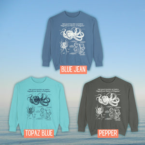 Octopus Anatomy Sweatshirt Pullover | Sea Creature Gift for Surfer | Luxury Comfort Colors Sweatshirt for Ocean Lovers & Science Enthusiasts - Sweatshirt - Chromatic Safari - Pepper - S