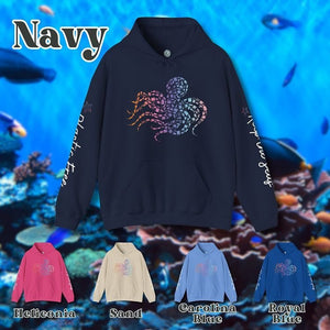 Rainbow Octopus Hoodie: Eco-Friendly, Artistic Sweatshirt for Marine Life Enthusiasts, Perfect for Ocean Conservation Supporters - Chromatic Safari - Carolina Blue - S